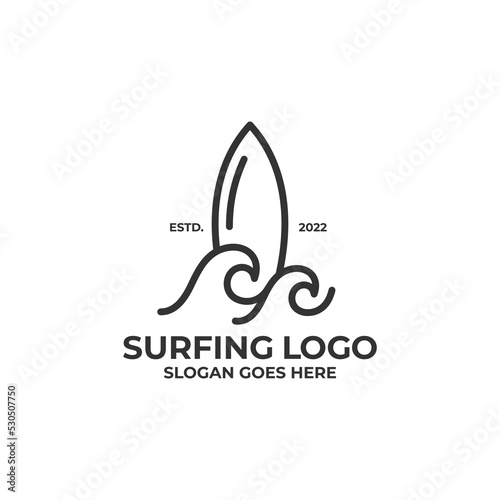 Surfing logo vector. Beach logo