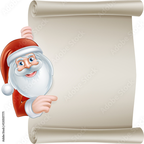 Cartoon santa scroll sign