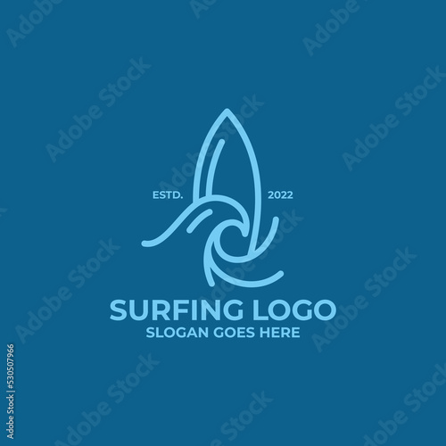 Surfing logo vector. Beach logo
