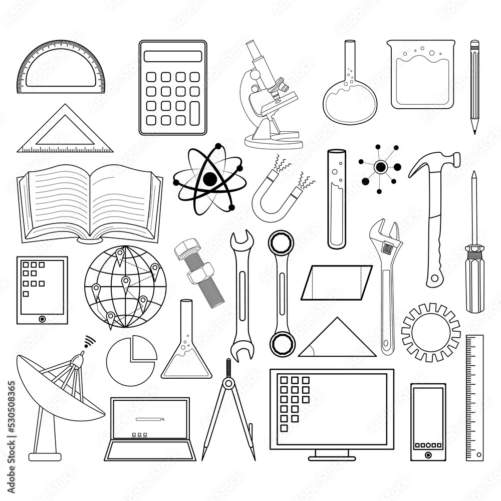 line art Science, Technology, Engineering and Math line art Science, Technology, Engineering and Math