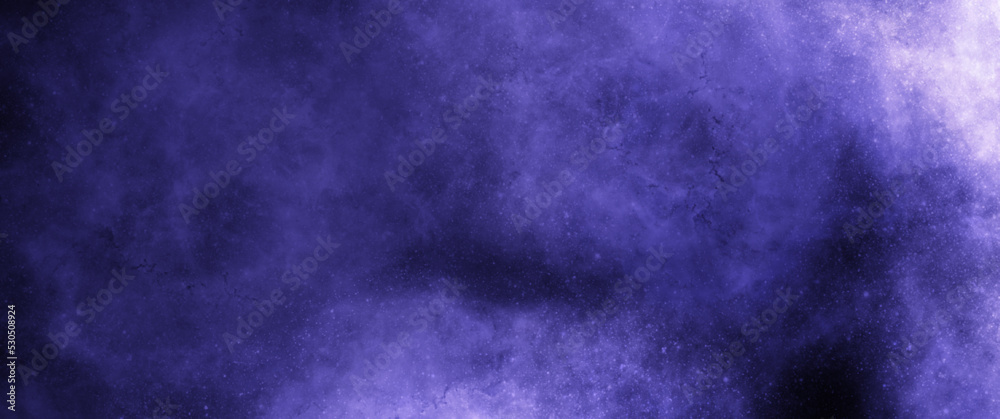 Cosmic background with a blue purple nebula and stars. Universe