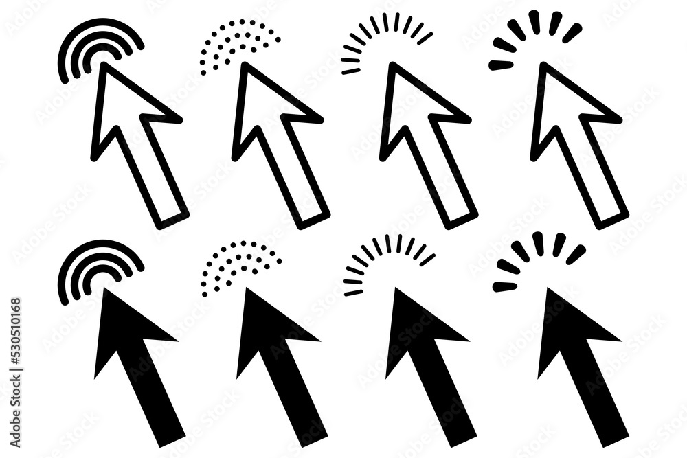 A set of simple cursor icons, press button concept. Good for any project. A set of simple cursor icons, press button concept. Good for any project.