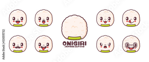 Onigiri cartoon. Japanese food vector illustration