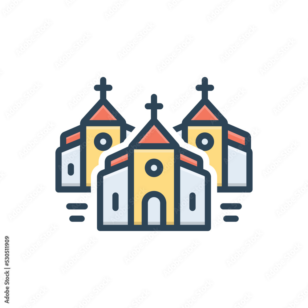 Fototapeta premium Color illustration icon for churches
