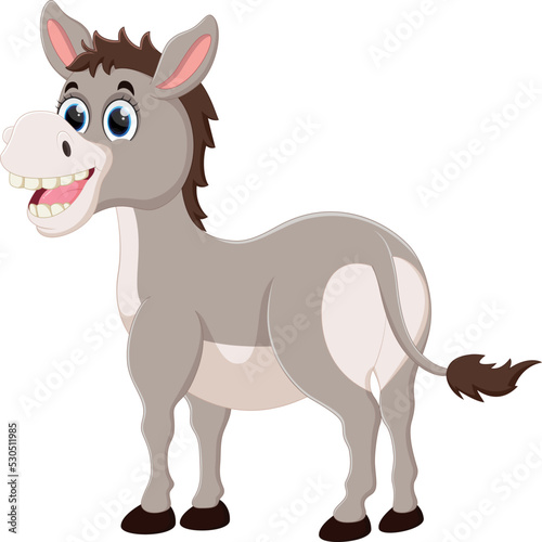 cartoon happy donkey isolated on white background  