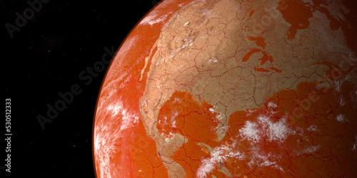 North american continent in a desert earth planet in the spac photo