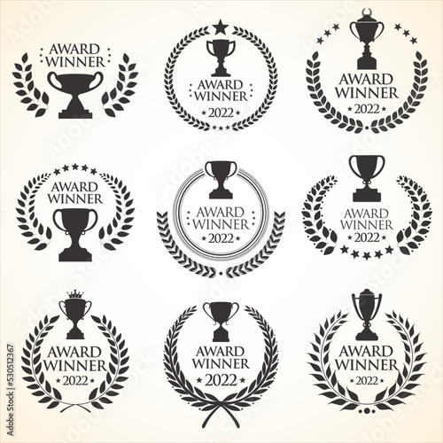 Award Winner emblem black collection vector illustration  