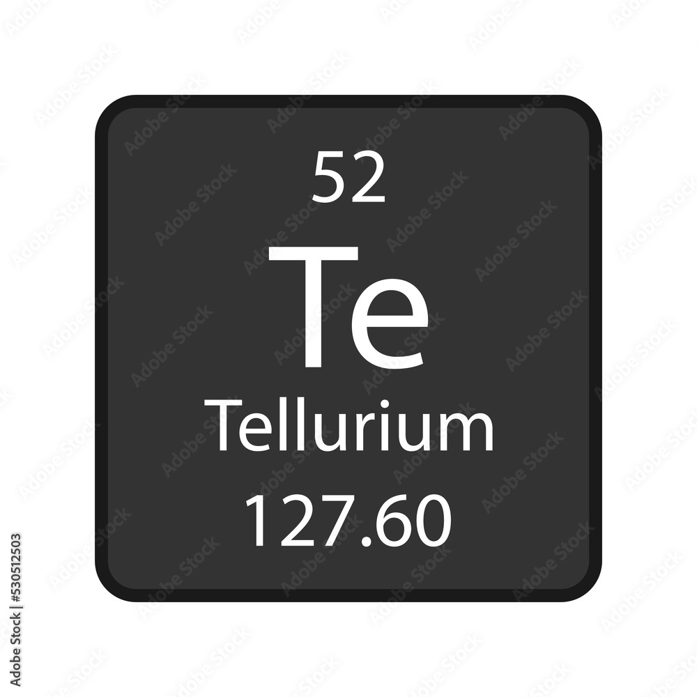 Tellurium symbol. Chemical element of the periodic table. Vector illustration.