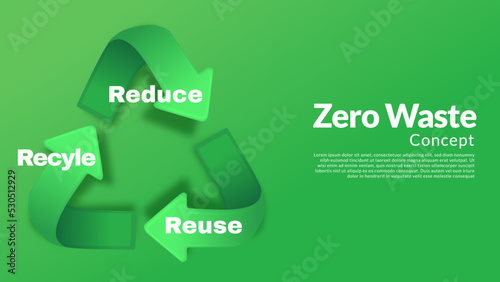 zero waste concept. reduce reuse recycle cycle arrow.  go green and eco friendly vector illustration