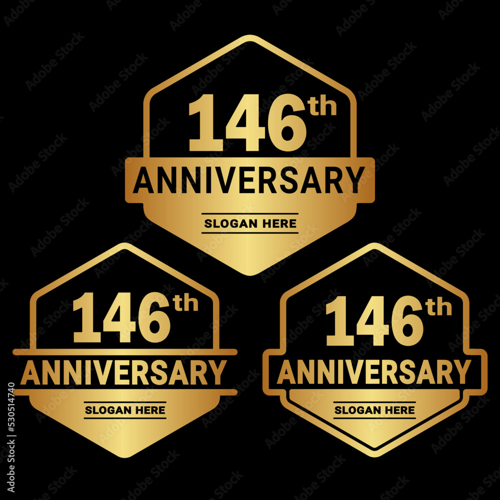 Obraz premium 146 years anniversary celebration logotype. 146th anniversary logo collection. Set of anniversary design template. Vector and illustration.