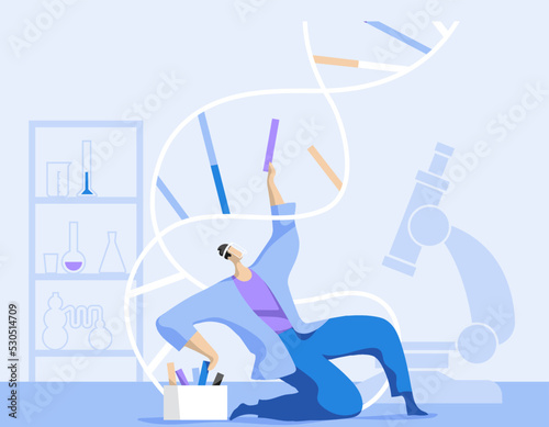 Ricercatore che fa test di laboratorio sul codice genetico