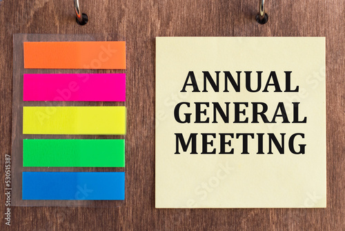 AGM Annual General Meeting text a card. Business concept. photo