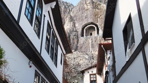 Tombs of the kings of Pontus in Amasya. 4K Footage in Turkey