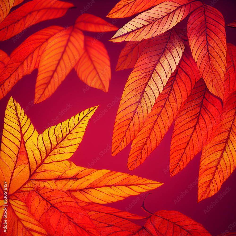Varied leaves vector abstract background, autumn foliage as graphic design. red orange yellow dry autumn leaves. Floral