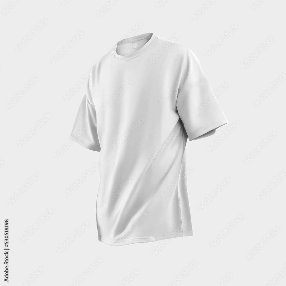 Mockup of a white oversized t-shirt 3D rendering, universal clothing of a  free cut, isolated on the background, front, side view. ilustración de  Stock | Adobe Stock
