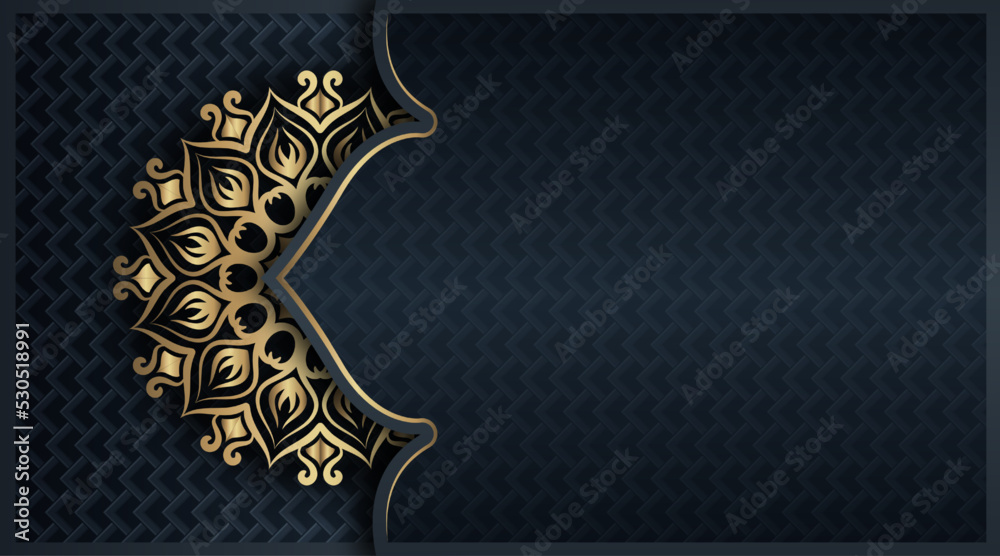 Fototapeta premium mandala background, dark gray and gold