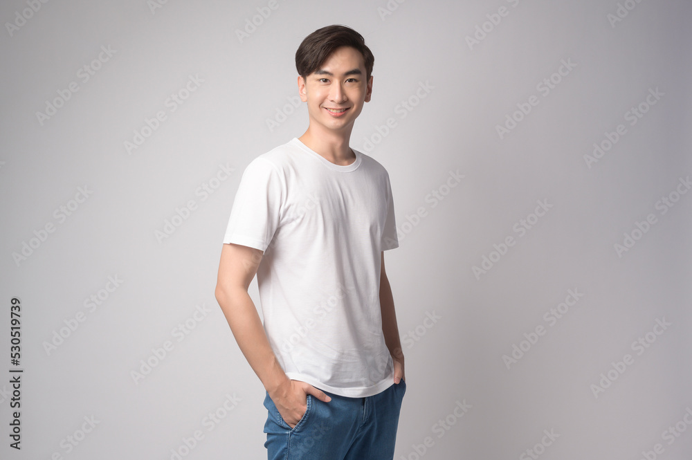 Portrait of young asian man over white background studio. Portrait of young asian man over white background studio.