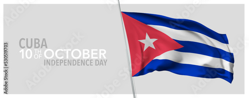 Cuba happy independence day greeting card, banner with template text vector illustration