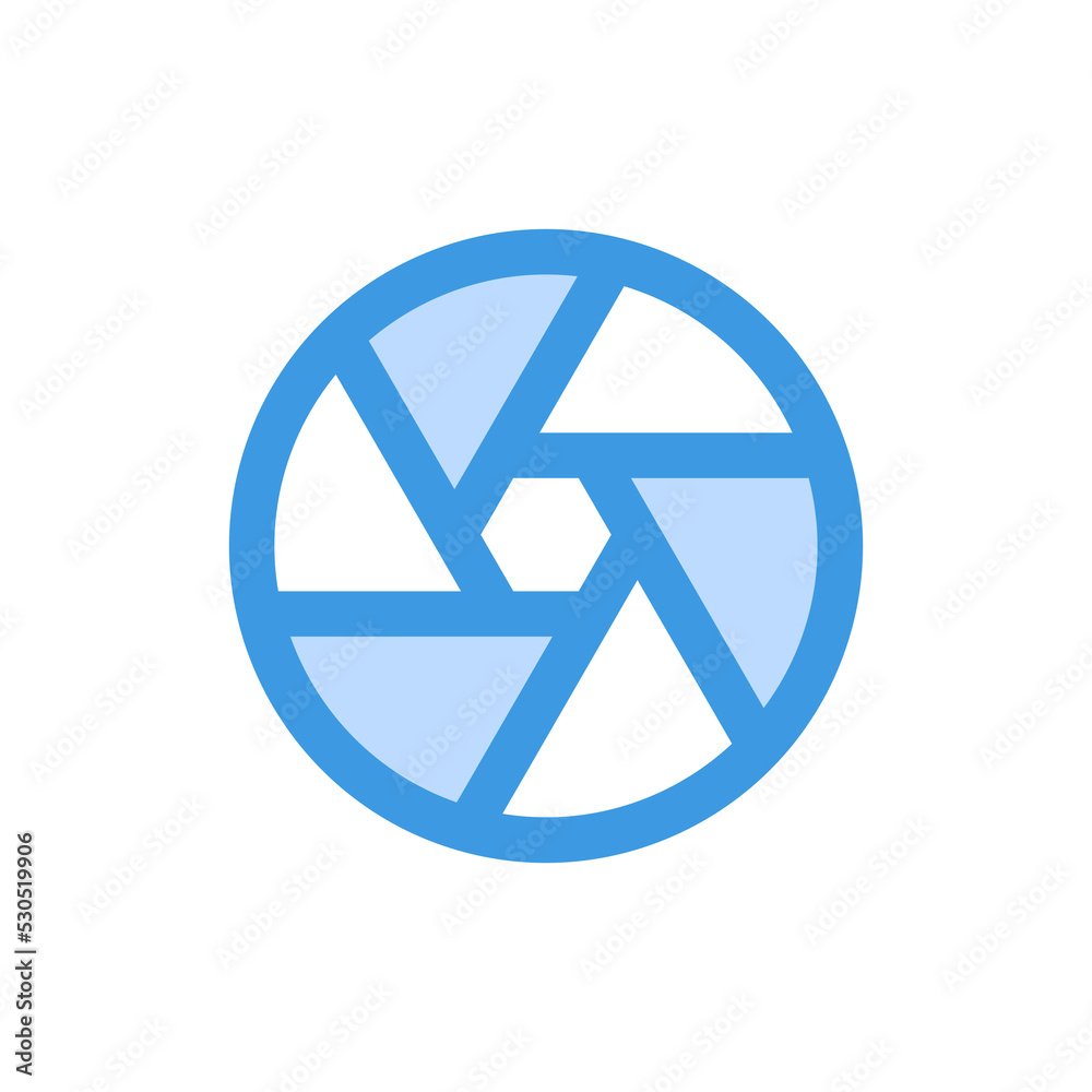 Diaphragm icon in blue style about camera, use for website mobile app presentation Diaphragm icon in blue style about camera, use for website mobile app presentation