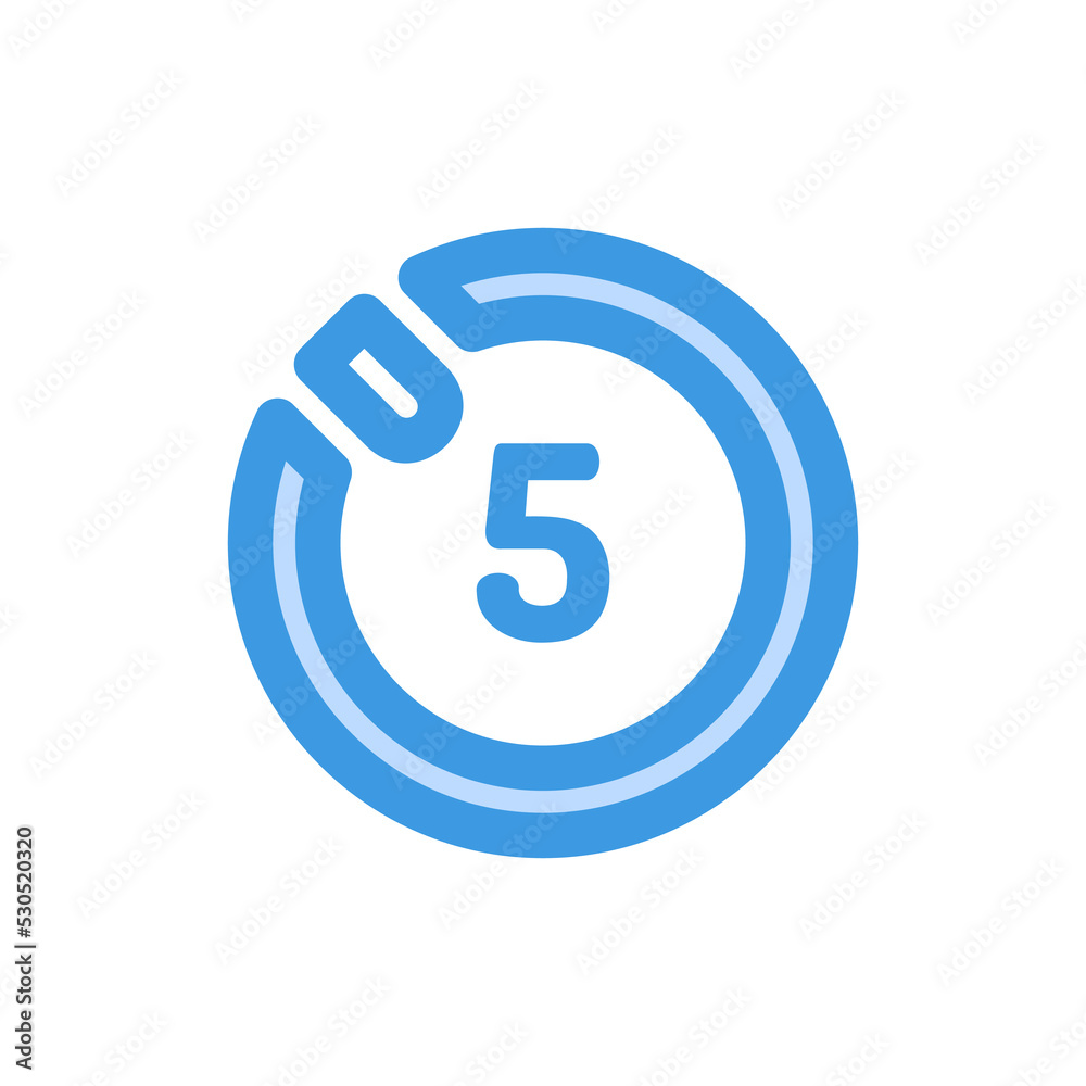 Timer five second icon in blue style about camera, use for website mobile app presentation Timer five second icon in blue style about camera, use for website mobile app presentation