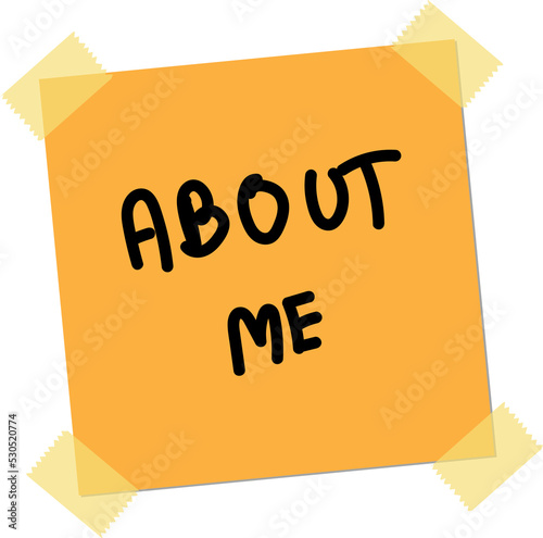 about me  on post it note