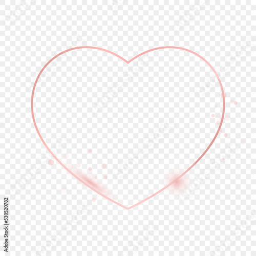 Rose gold glowing heart shape frame