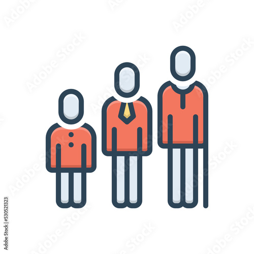 Color illustration icon for aged