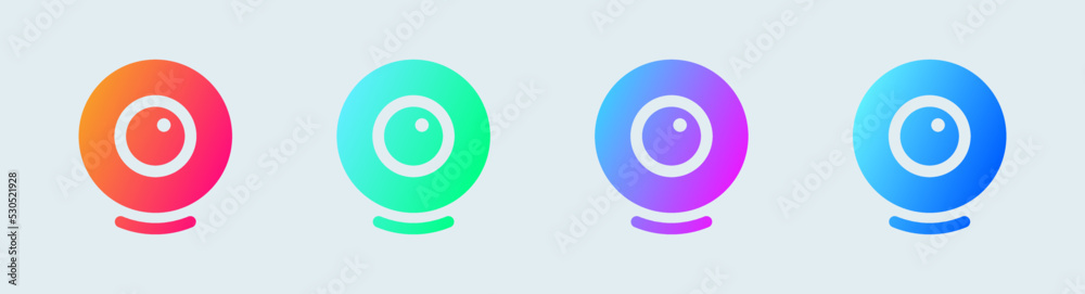 Obraz premium Webcam solid icon in gradient colors. Video camera signs vector illustration.