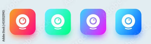 Webcam solid icon in square gradient colors. Video camera signs vector illustration.