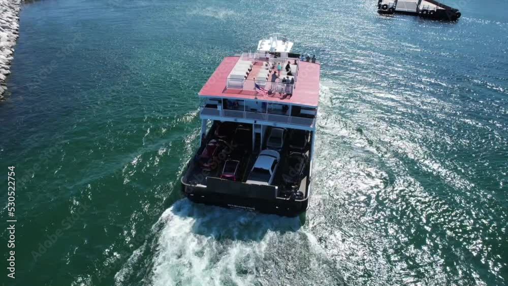 The Washington Island Car Ferry approaches the pier at Northport