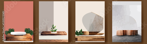 marble mock up, show cosmetic product display, Podium, stage pedestal or platform. 3d vector Abstract minimal ,scene geometric, forms, wood podium white background 