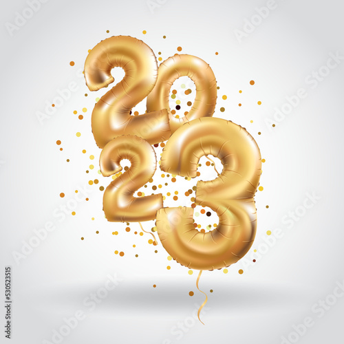 Happy new year Metallic Gold Balloons 2023 christmas