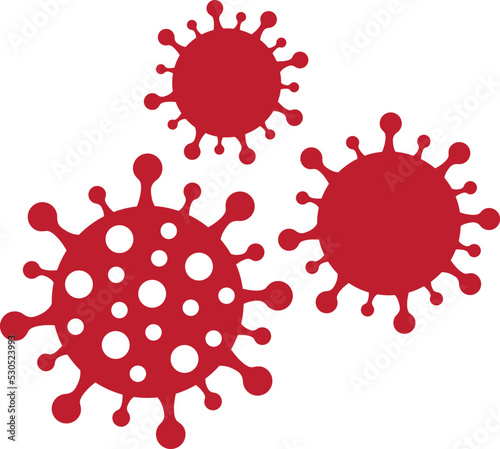 vector icon illustration of red colored covid-19 virus