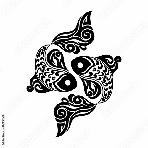 An abstract figure of a fish on a white background is the emblem of the zodiac signs.