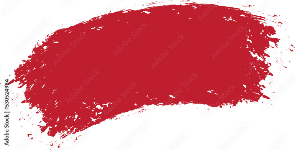 red colored vector brush painted banner on white background	