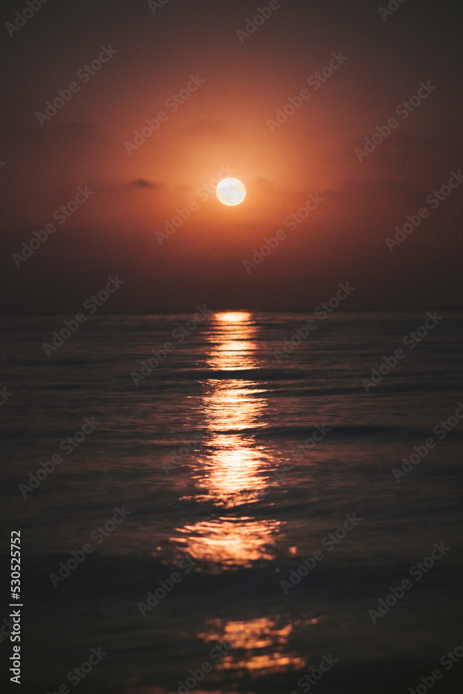 Moon and sea night landscape moonlight reflection in water travel tranquil mystic scenery beautiful destinations.