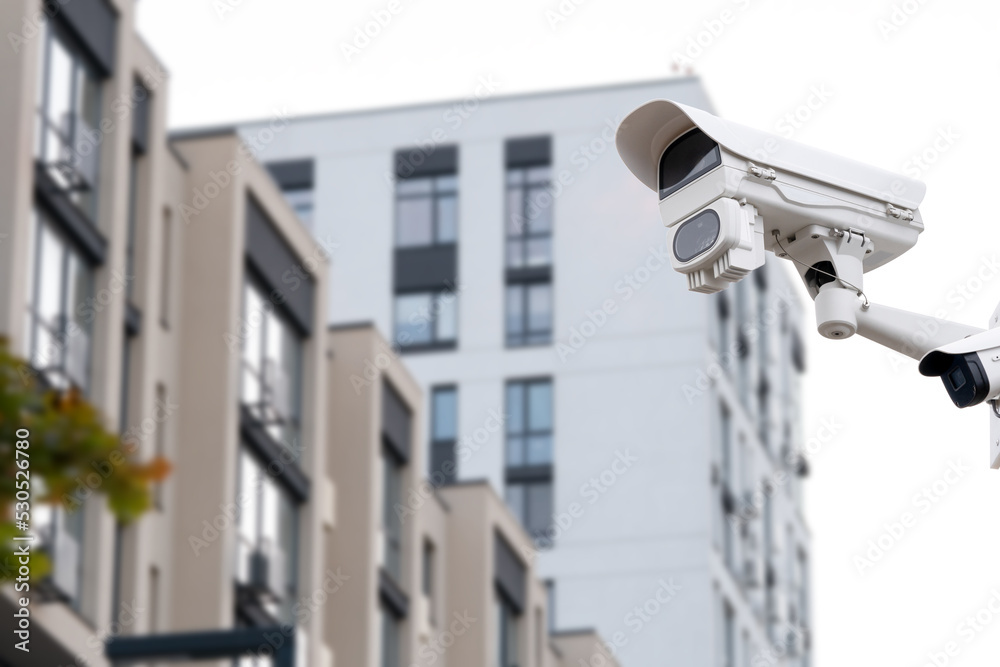 Security equipment concept - cctv camera on house pole Security system zone monitoring. Security equipment concept - cctv camera on house pole Security system zone monitoring.