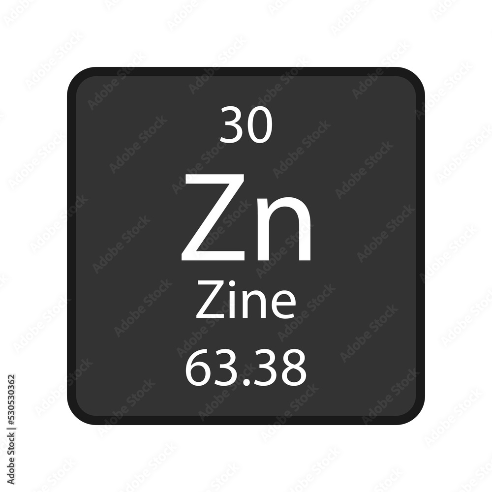 Zine symbol. Chemical element of the periodic table. Vector illustration. Zine symbol. Chemical element of the periodic table. Vector illustration.