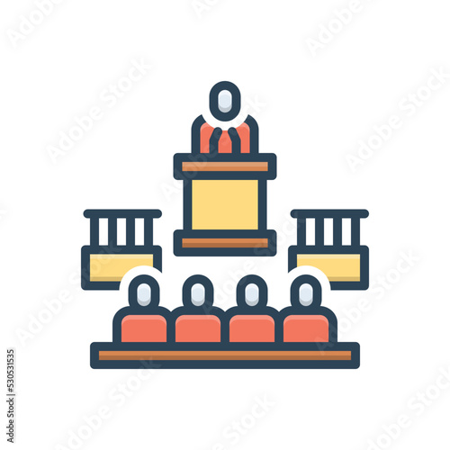 Color illustration icon for tribunal