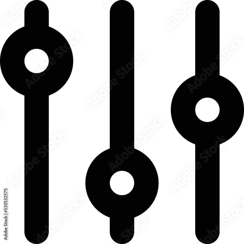 Design of black tuning lines with circles on them lined vertically on a white background