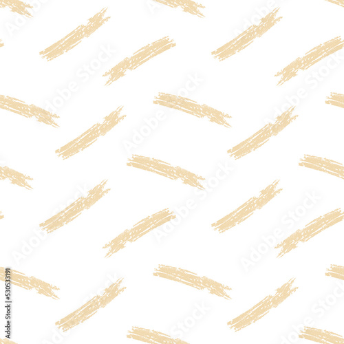 Seamless pattern of beige dry media brush strokes on white background. For wallpaper, textile, gift wrap, stationery and surface design