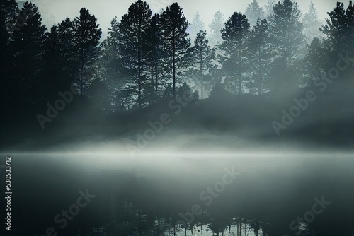 misty morning in the forest