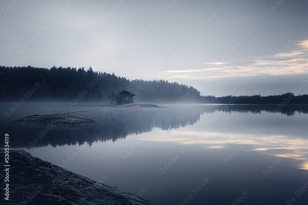 Fototapeta premium morning mist over the river