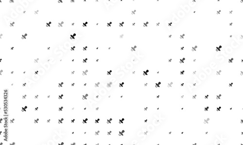 Seamless background pattern of evenly spaced black nipple symbols of different sizes and opacity. Vector illustration on white background