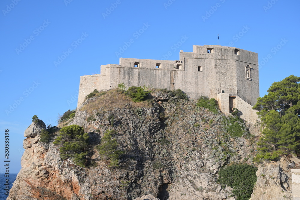 A medieval fortress by the old town of Dubrovnik in Croatia.
