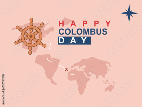 happy columbus day card map navigation tools cartoons, with flag america discovery celebration teamplate for your design 