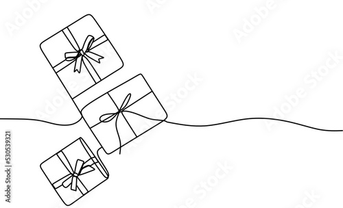 Presents. Continuous line. Vector illustration