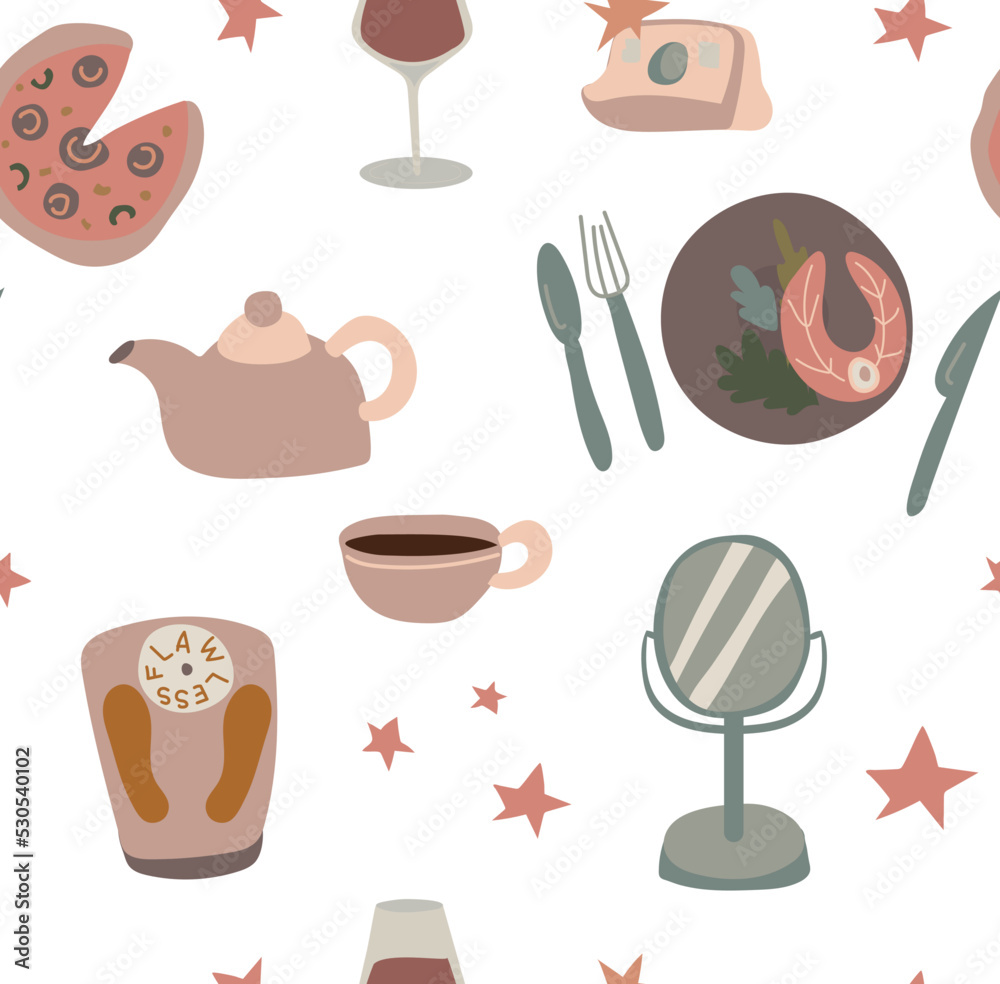 Food routine seamless pattern.