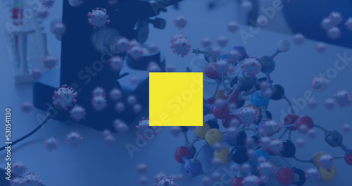 Image of flash sale text and virus cells over lab