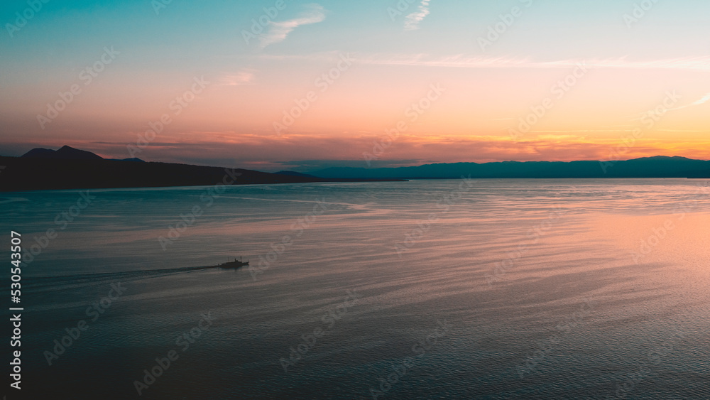 coucher de soleil sur le lac Léman